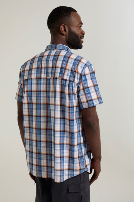 'Holiday' Men's Cotton Shirt Buttoned Breathable Summer Top Medium Blue - Image 4