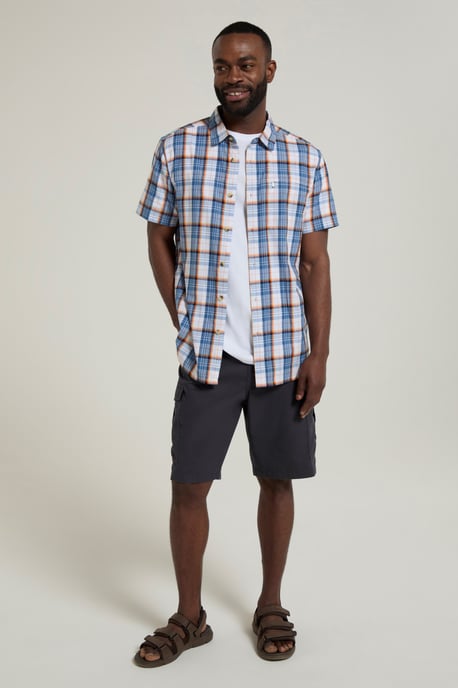 'Holiday' Men's Cotton Shirt Buttoned Breathable Summer Top Medium Blue - Image 5