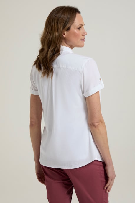 'Coconut' Women's Shirt Cotton Short Sleeve Breathable Everyday Top White - Image 2