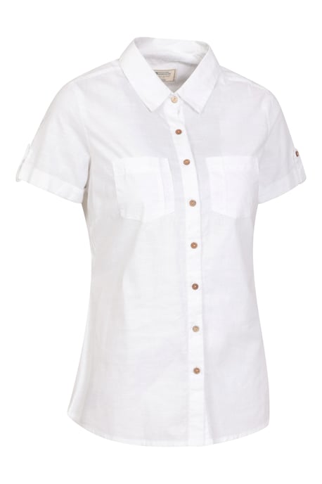 'Coconut' Women's Shirt Cotton Short Sleeve Breathable Everyday Top White - Image 5