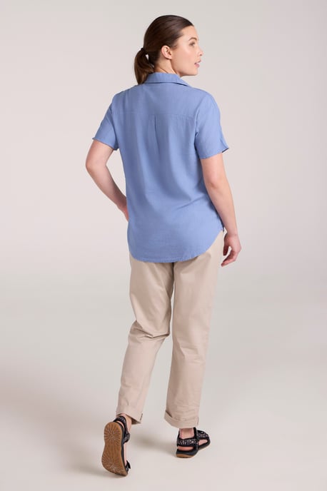 'Breeze II' Women's Linen Shirt Pull On Breathable Outdoors Top Medium Blue - Image 4