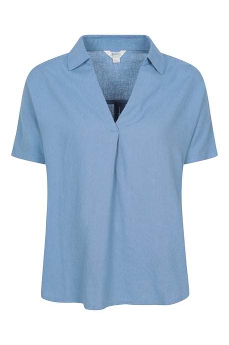 'Breeze II' Women's Linen Shirt Pull On Breathable Outdoors Top Medium Blue - Image 5