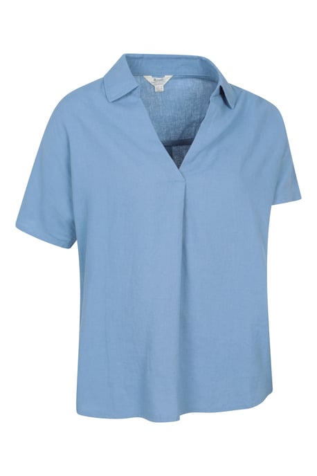 'Breeze II' Women's Linen Shirt Pull On Breathable Outdoors Top Medium Blue - Image 6