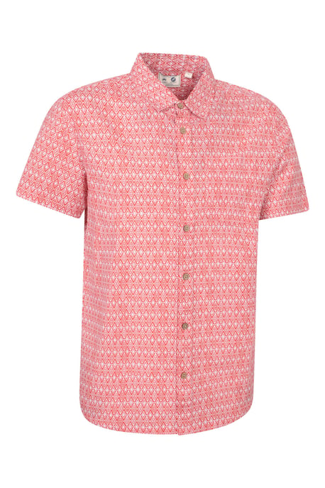 'Preston Illustration' Men's Shirt Breathable Summer Holiday Top Coral - Image 3