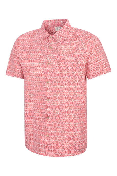 'Preston Illustration' Men's Shirt Breathable Summer Holiday Top Coral - Image 5
