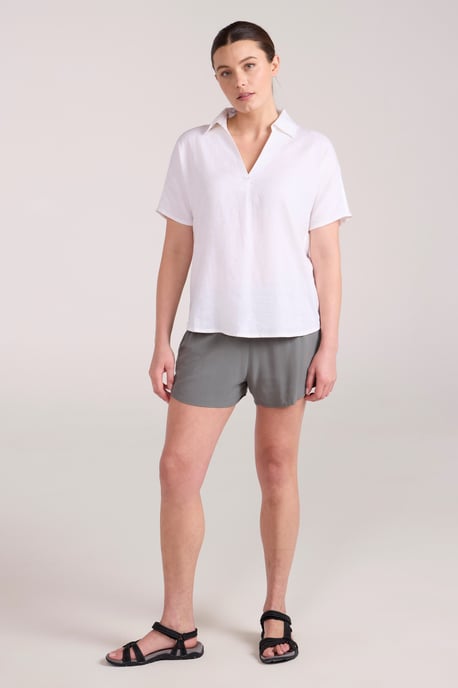'Breeze II' Women's Linen Shirt Pull On Breathable Outdoors Top White - Image 2
