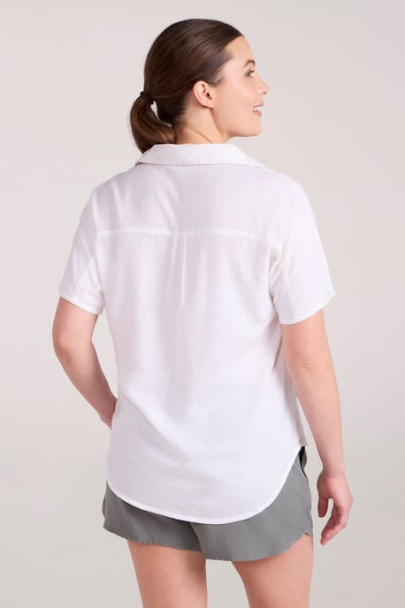 'Breeze II' Women's Linen Shirt Pull On Breathable Outdoors Top White - Image 3