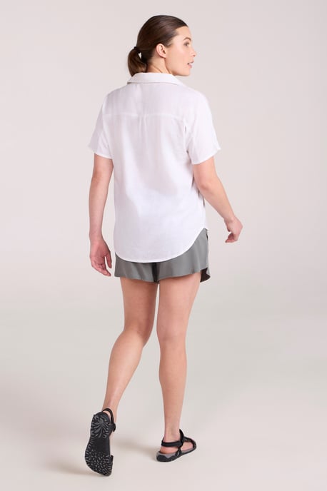 'Breeze II' Women's Linen Shirt Pull On Breathable Outdoors Top White - Image 4