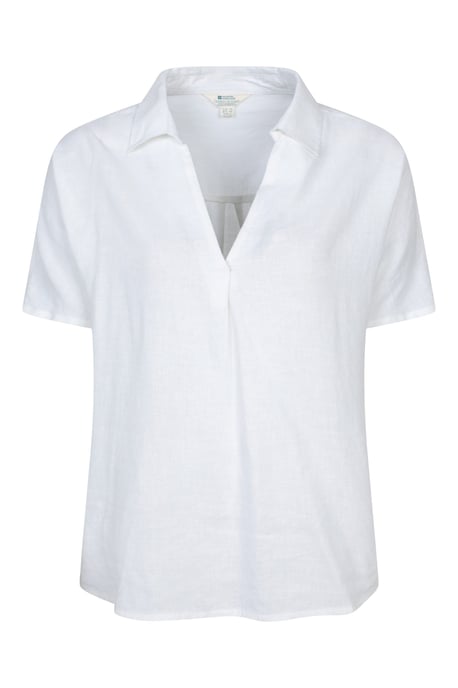'Breeze II' Women's Linen Shirt Pull On Breathable Outdoors Top White - Image 5