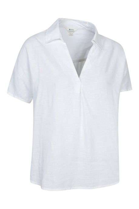 'Breeze II' Women's Linen Shirt Pull On Breathable Outdoors Top White - Image 6