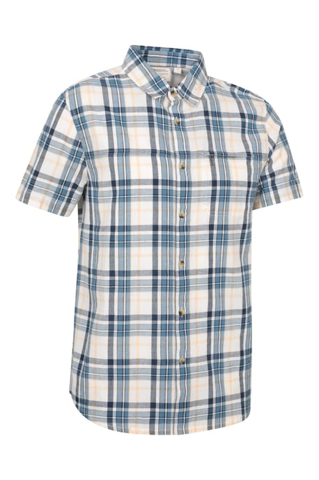 'Holiday' Men's Cotton Shirt Buttoned Breathable Summer Top Light Blue - Image 3