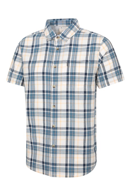 'Holiday' Men's Cotton Shirt Buttoned Breathable Summer Top Light Blue - Image 5