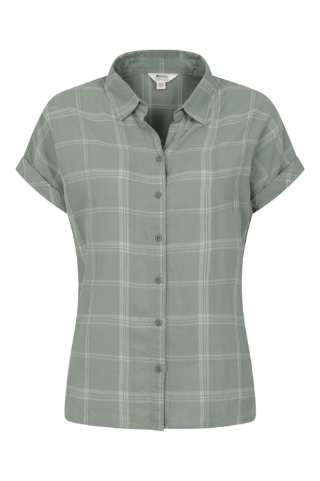 'Palm' Women's Check Shirt Comfortable Summer Top Khaki - Image 5