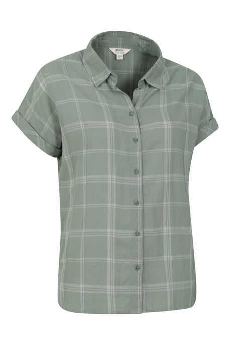 'Palm' Women's Check Shirt Comfortable Summer Top Khaki - Image 6