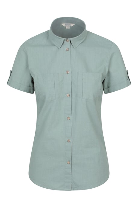 'Coconut' Women's Shirt Cotton Short Sleeve Breathable Everyday Top Olive - Image 2