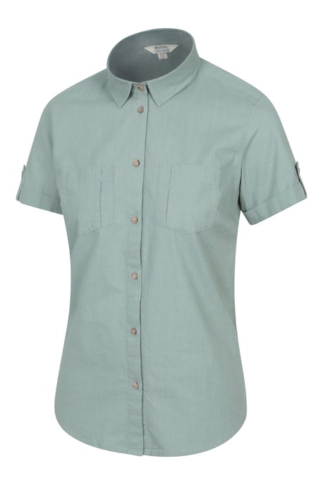 'Coconut' Women's Shirt Cotton Short Sleeve Breathable Everyday Top Olive - Image 5