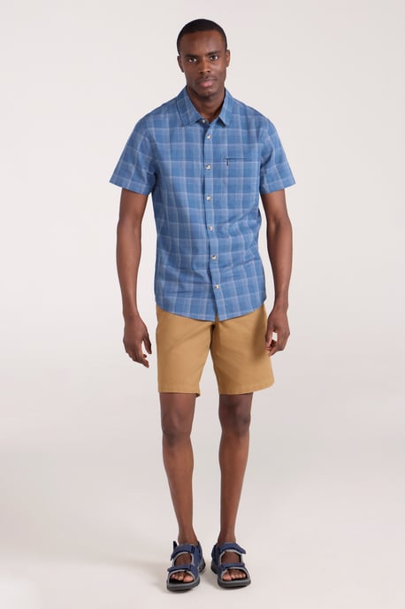 'Holiday' Men's Cotton Shirt Buttoned Breathable Summer Top Dark Blue - Image 2