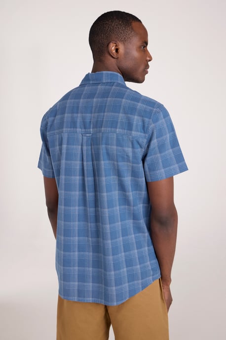 'Holiday' Men's Cotton Shirt Buttoned Breathable Summer Top Dark Blue - Image 3