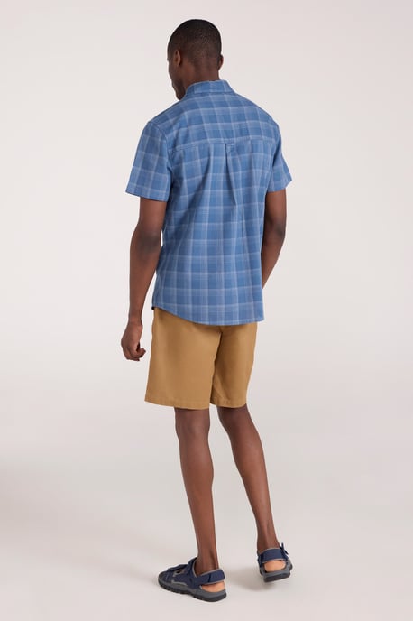 'Holiday' Men's Cotton Shirt Buttoned Breathable Summer Top Dark Blue - Image 4