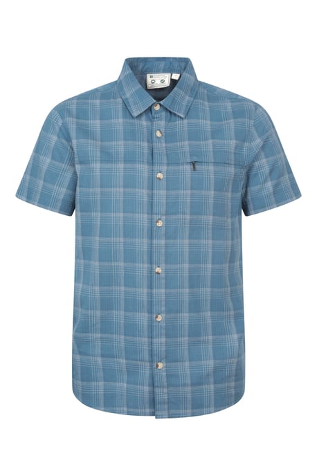 'Holiday' Men's Cotton Shirt Buttoned Breathable Summer Top Dark Blue - Image 5
