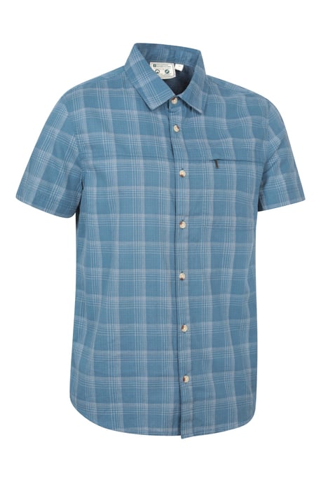 'Holiday' Men's Cotton Shirt Buttoned Breathable Summer Top Dark Blue - Image 6