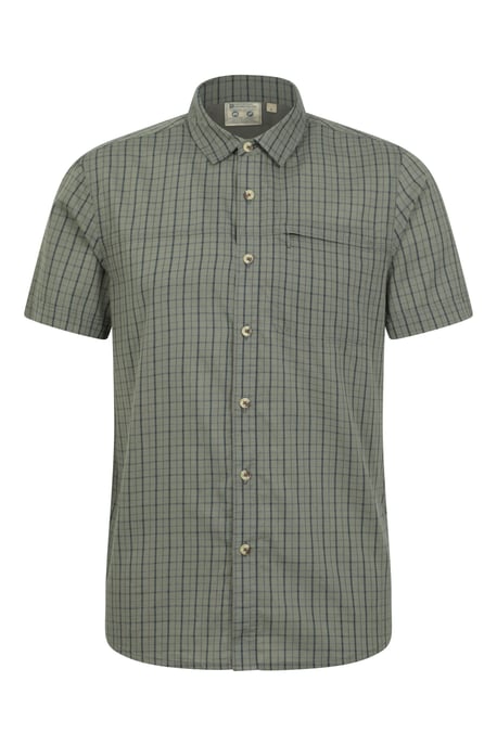 'Holiday' Men's Cotton Shirt Buttoned Breathable Summer Top Dark Green - Image 5