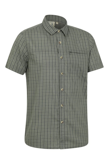 'Holiday' Men's Cotton Shirt Buttoned Breathable Summer Top Dark Green - Image 6