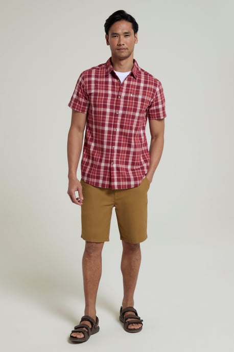 'Holiday' Men's Cotton Shirt Buttoned Breathable Summer Top Red - Image 2