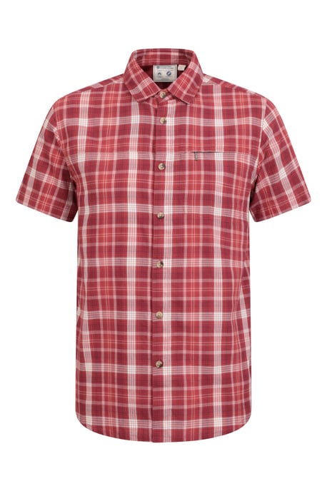 'Holiday' Men's Cotton Shirt Buttoned Breathable Summer Top Red - Image 5