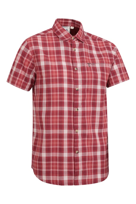 'Holiday' Men's Cotton Shirt Buttoned Breathable Summer Top Red - Image 6