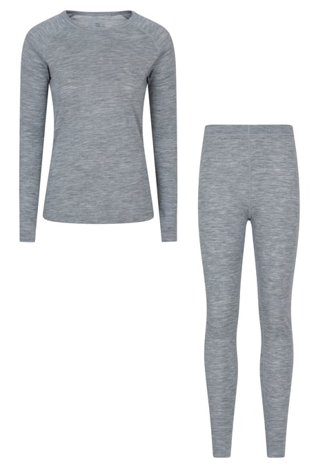 Women's Merino Top & Pants IsoTherm Cosy Outdoors Base Layer Set Light Grey - Image 1