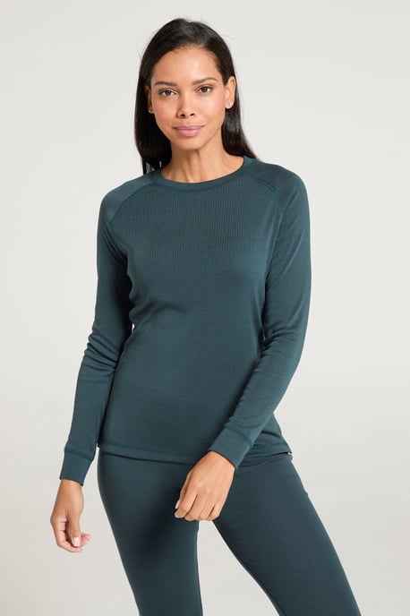 'Talus' Women's Long Sleeve Top Quick Dry Round Neck Thermal Base Layer Dark Green - Image 4