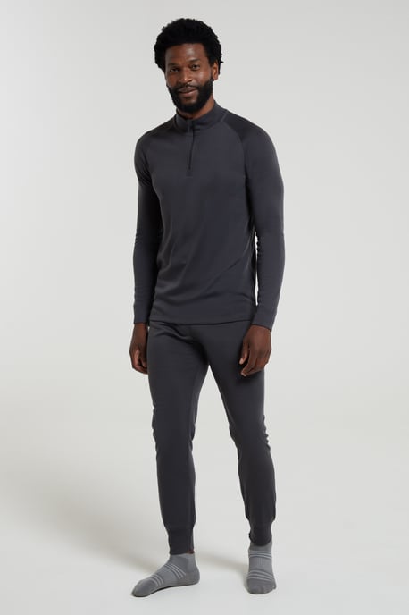 'Talus' Men's Base Layer Top Long Sleeve Zip Neck Comfy Thermal Sweater Charcoal - Image 2