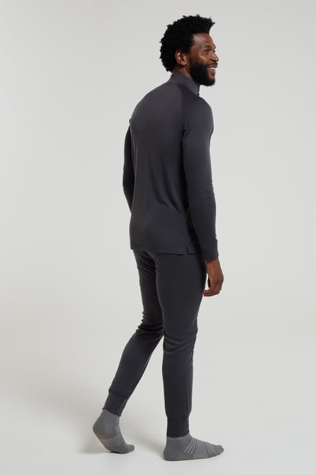 'Talus' Men's Base Layer Top Long Sleeve Zip Neck Comfy Thermal Sweater Charcoal - Image 3