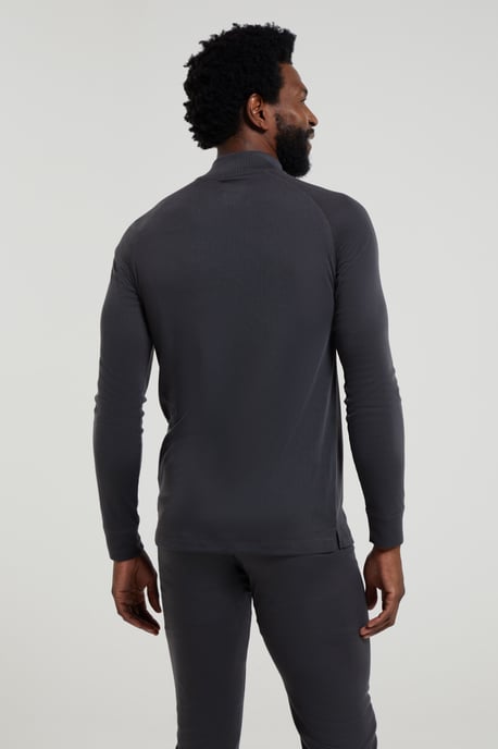 'Talus' Men's Base Layer Top Long Sleeve Zip Neck Comfy Thermal Sweater Charcoal - Image 4