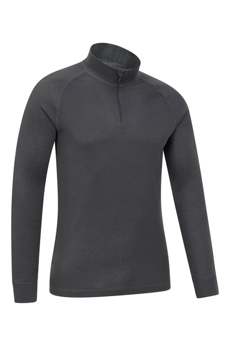 'Talus' Men's Base Layer Top Long Sleeve Zip Neck Comfy Thermal Sweater Charcoal - Image 6