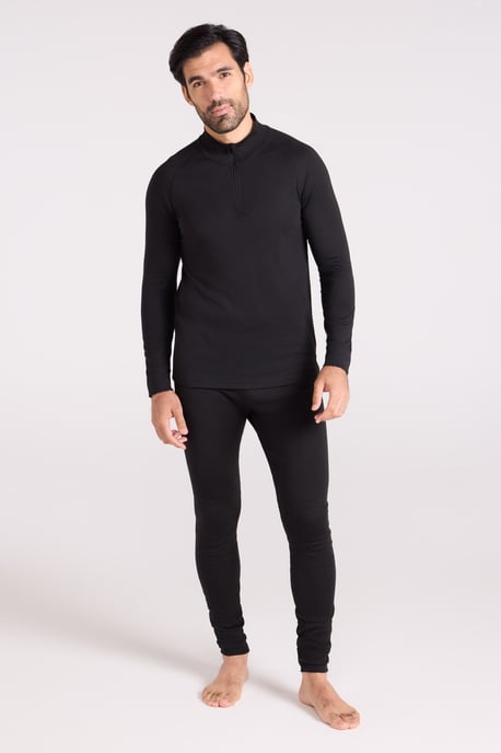 'Talus' Men's Base Layer Top Long Sleeve Zip Neck Comfy Thermal Sweater Black - Image 2