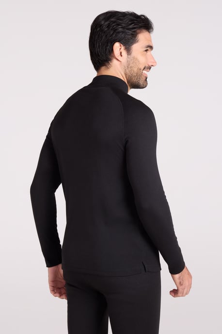 'Talus' Men's Base Layer Top Long Sleeve Zip Neck Comfy Thermal Sweater Black - Image 4