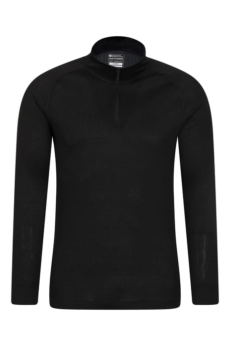 'Talus' Men's Base Layer Top Long Sleeve Zip Neck Comfy Thermal Sweater Black - Image 6