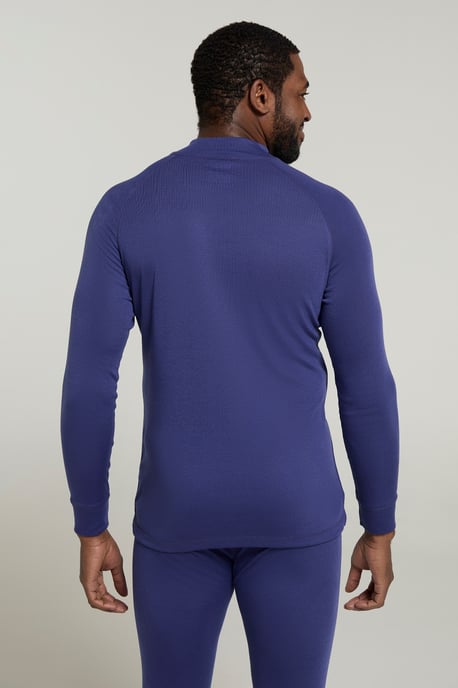 'Talus' Men's Base Layer Top Long Sleeve Zip Neck Comfy Thermal Sweater Dark Blue - Image 3