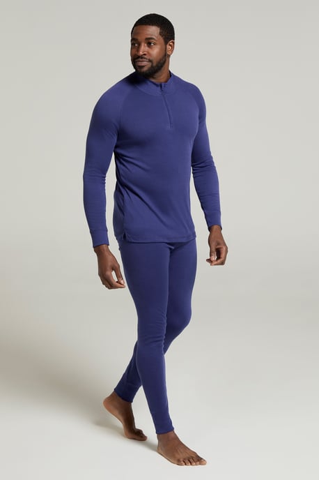 'Talus' Men's Base Layer Top Long Sleeve Zip Neck Comfy Thermal Sweater Dark Blue - Image 4