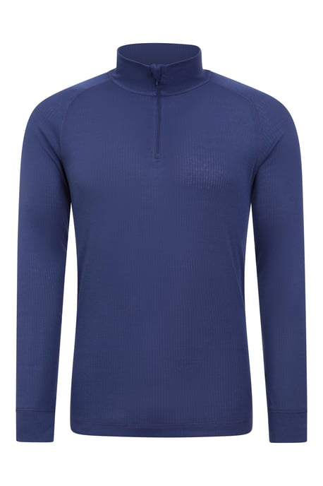 'Talus' Men's Base Layer Top Long Sleeve Zip Neck Comfy Thermal Sweater Dark Blue - Image 5