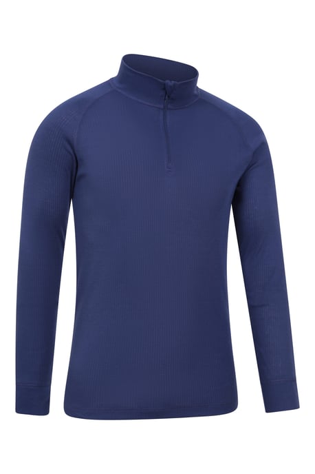 'Talus' Men's Base Layer Top Long Sleeve Zip Neck Comfy Thermal Sweater Dark Blue - Image 6