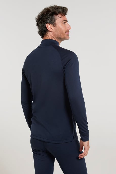 'Talus' Men's Base Layer Top Long Sleeve Zip Neck Comfy Thermal Sweater Navy - Image 3