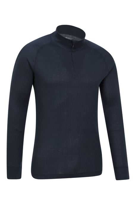 'Talus' Men's Base Layer Top Long Sleeve Zip Neck Comfy Thermal Sweater Navy - Image 6