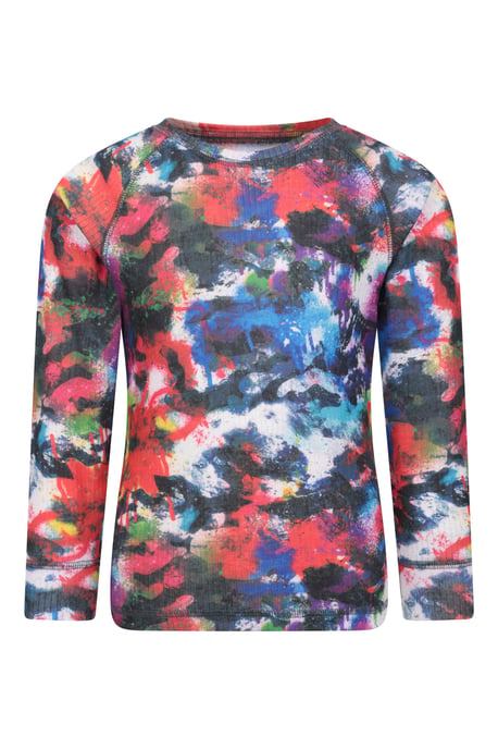 'Talus' Printed Kids Top & Pant Quick Wicking Warm Base Layer Set Dark Red - Image 2