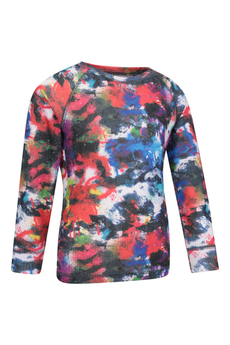 'Talus' Printed Kids Top & Pant Quick Wicking Warm Base Layer Set Dark Red - Image 3