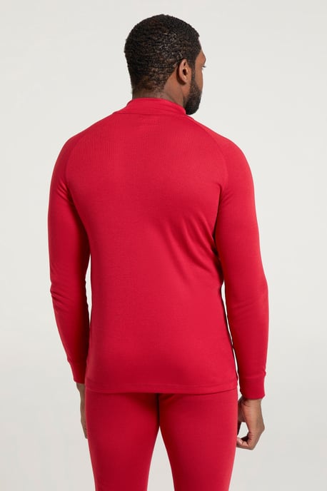 'Talus' Men's Base Layer Top Long Sleeve Zip Neck Comfy Thermal Sweater Red - Image 3