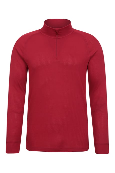 'Talus' Men's Base Layer Top Long Sleeve Zip Neck Comfy Thermal Sweater Red - Image 5