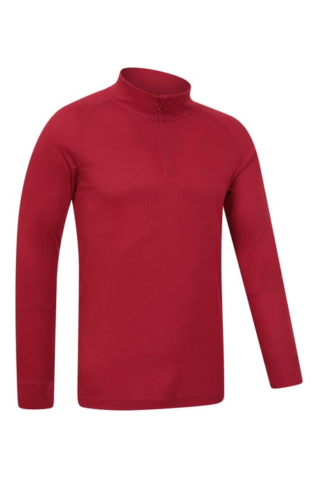 'Talus' Men's Base Layer Top Long Sleeve Zip Neck Comfy Thermal Sweater Red - Image 6